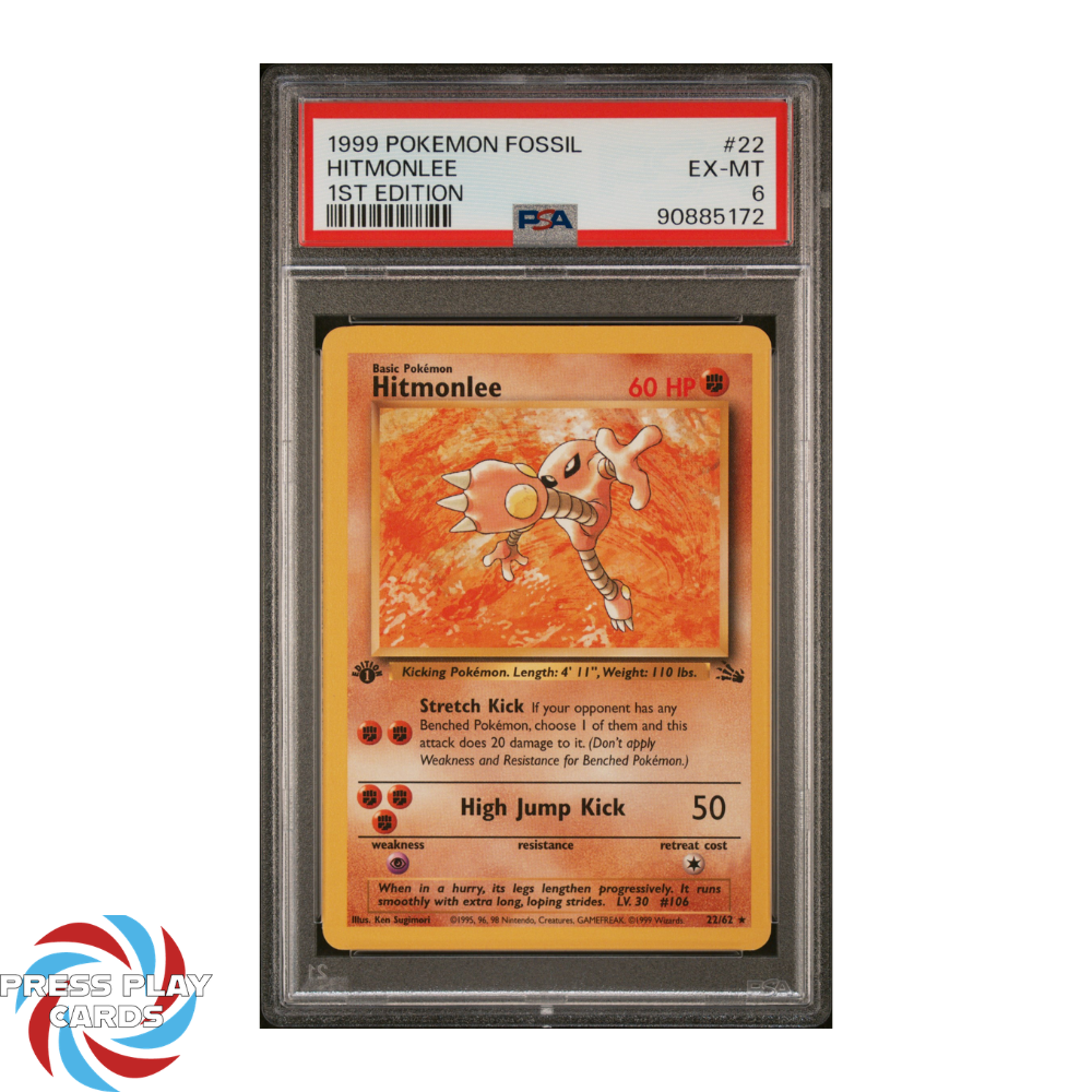 Hitmonlee - 1st Edition Fossil - (PSA 6)